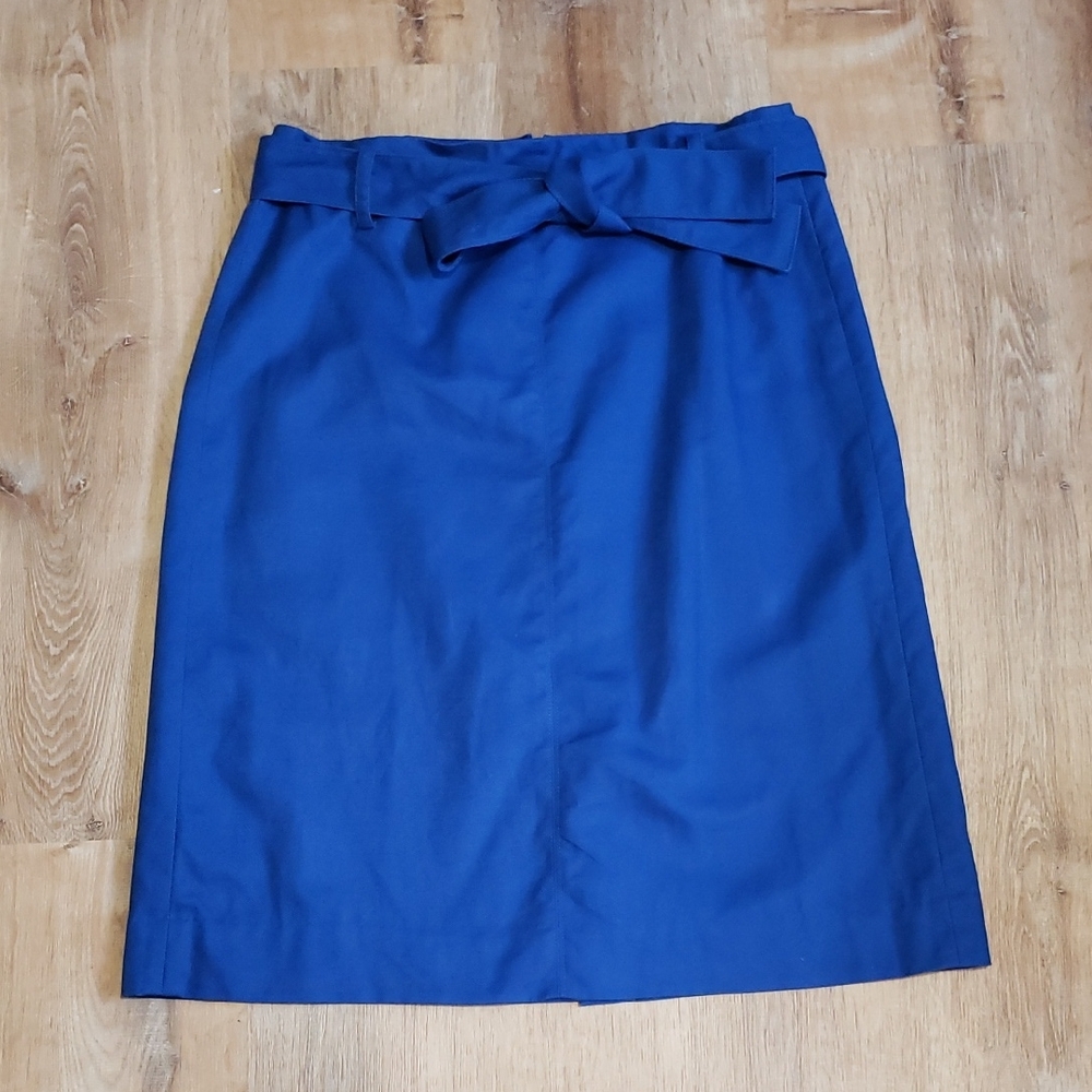 J Crew Cotton-linen Tie Waist Skirt In "Cobalt Blue", Size 14